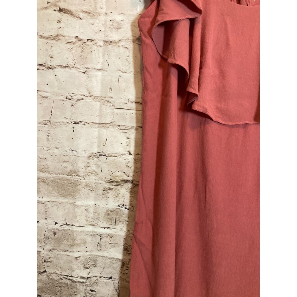 MISA L.A. Dress Womens Medium Salmon Pink Ruffle Double Tie Back Boho Hippie - Picture 9 of 15